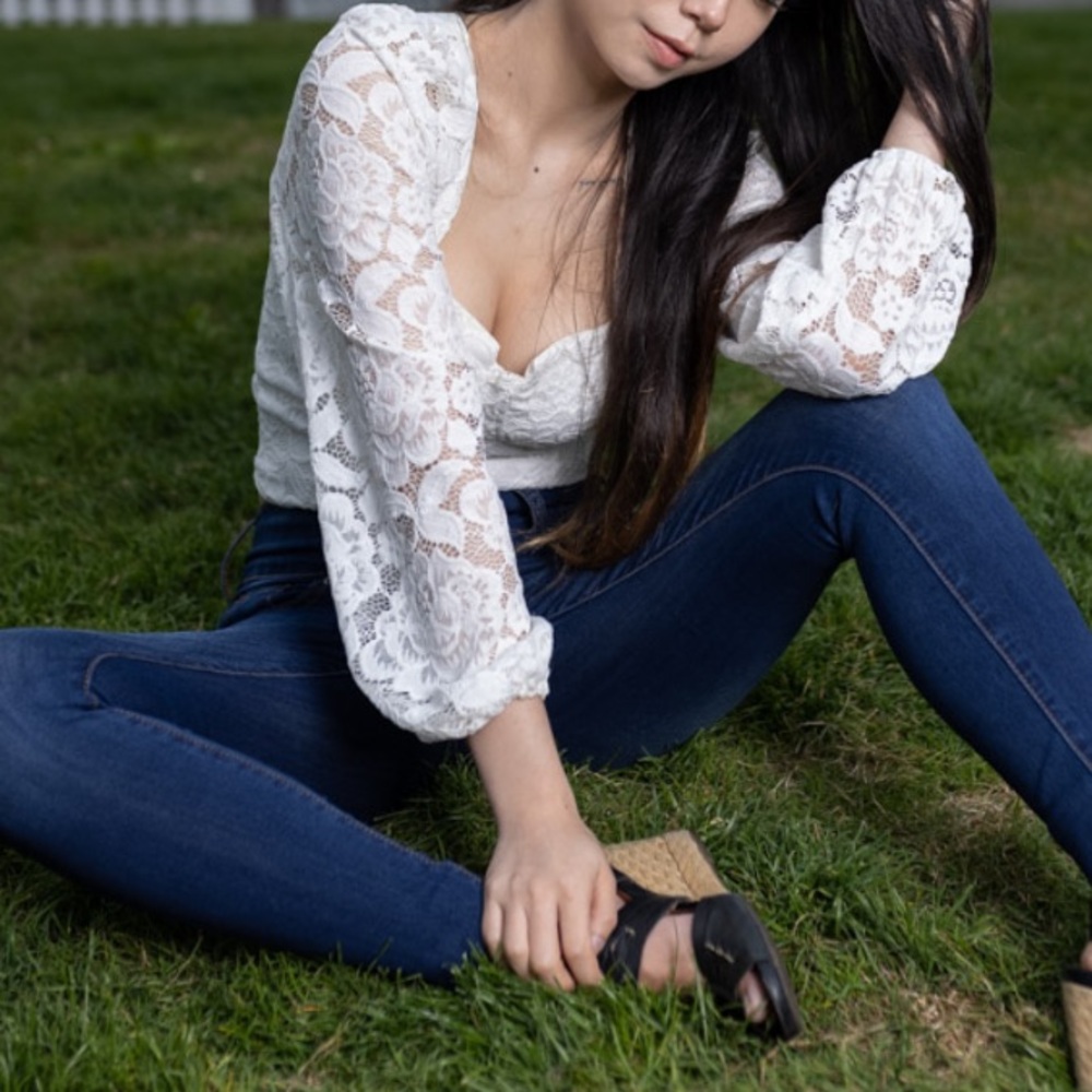 Lace summer white crop top